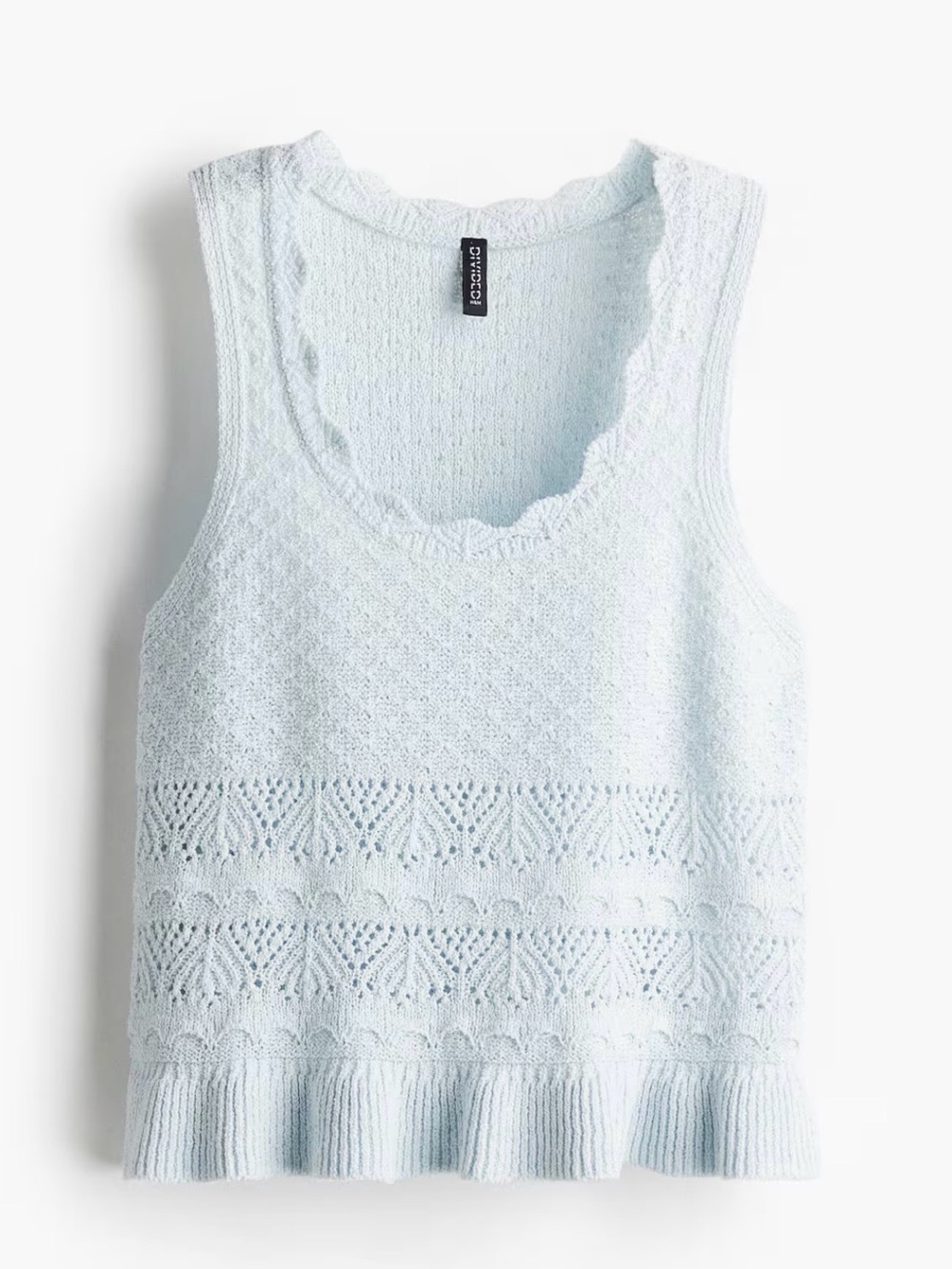 H&M Crochet Knit Scoop Neck Tank Top - Light Blue Women’s Size S